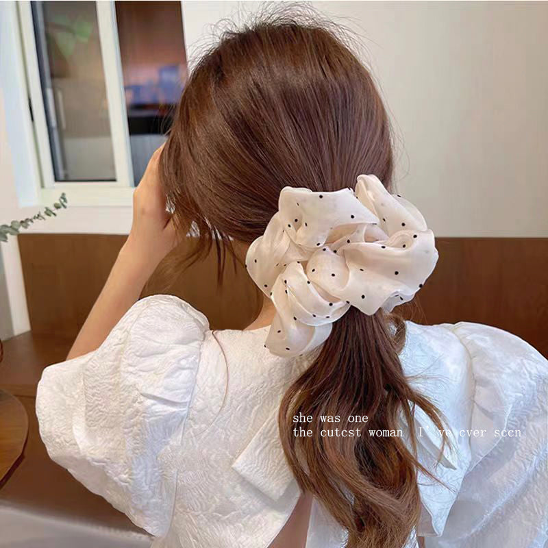Wholesale Gentle polka dot pearlescent mesh oversized sausage ring